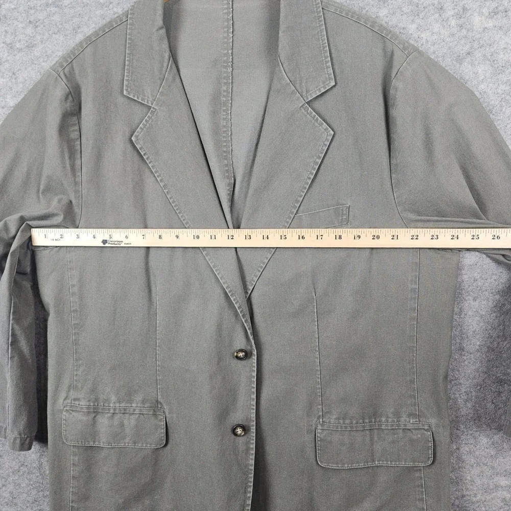 LL Bean Men's Green Cotton Blazer Size 48 Reg Chore Jacket Vintage Fall SMUDGE
